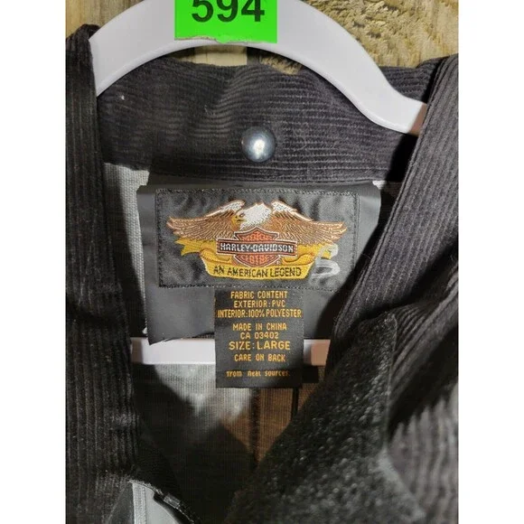 Harley Davidson Men's SZ L Rain Coverall PVC Motorcycle Boiler Suit Black Zip - Picture 4 of 9